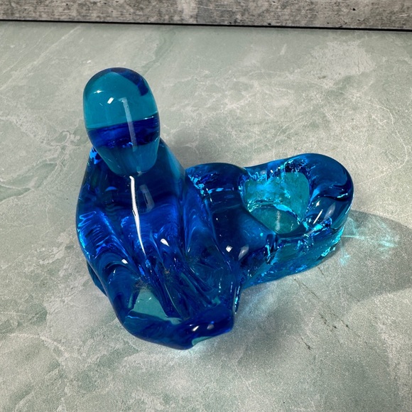 Bluebird of Happiness Ron Ray 1990 hand blown votive holder signed - Picture 3 of 8